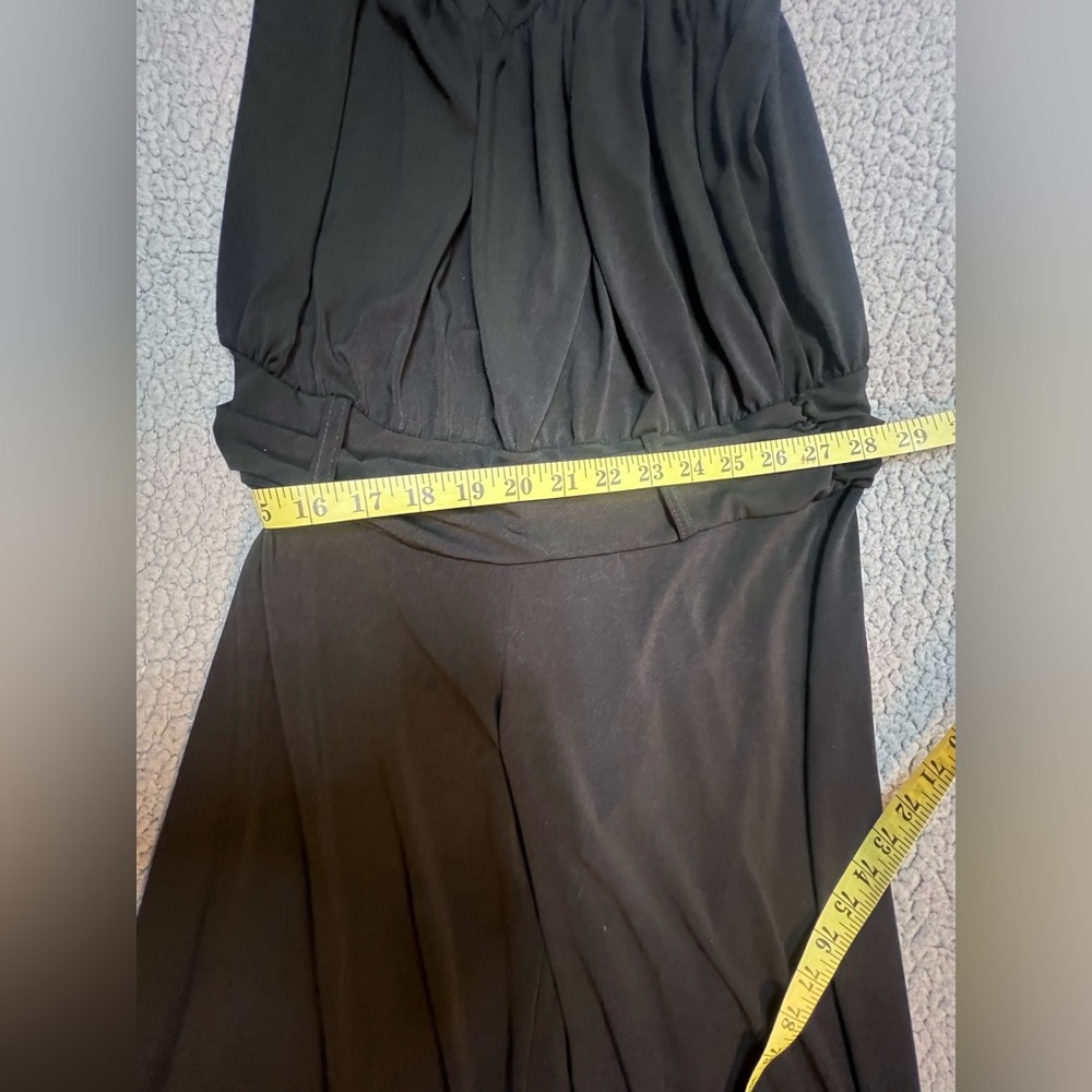 Lapis One Piece Pants Romper Womens Size Medium Black T Strap Sleeve Wide Leg - Picture 7 of 10